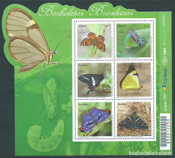 Selos: Brasil Hojas 2016 Yvert 178 ** Mnh Mariposas de Brasil