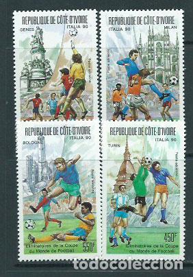 Sellos: Costa de Marfil - Aereo Yvert 121/4 ** Mnh Deportes f&uacute;tbol
