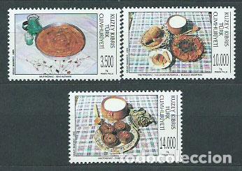 Sellos: Chipre Turco - Correo Yvert 366/8 ** Mnh Gastronom&iacute;a