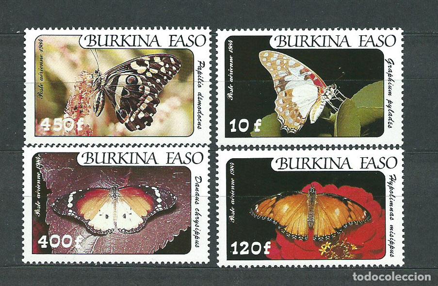 Selos: Burkina Faso - Aereo Yvert 272/5 ** Mnh Fauna mariposas
