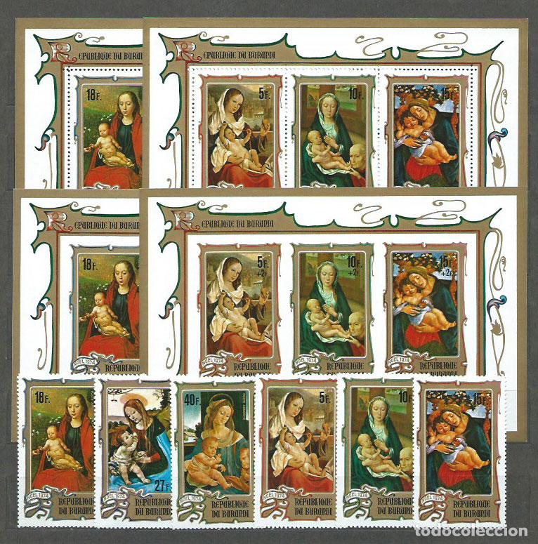 Sellos: Burundi - Correo Yvert 631/3+A.354/6+H.80 dt&ordf; y s/d ** Mnh Navidad