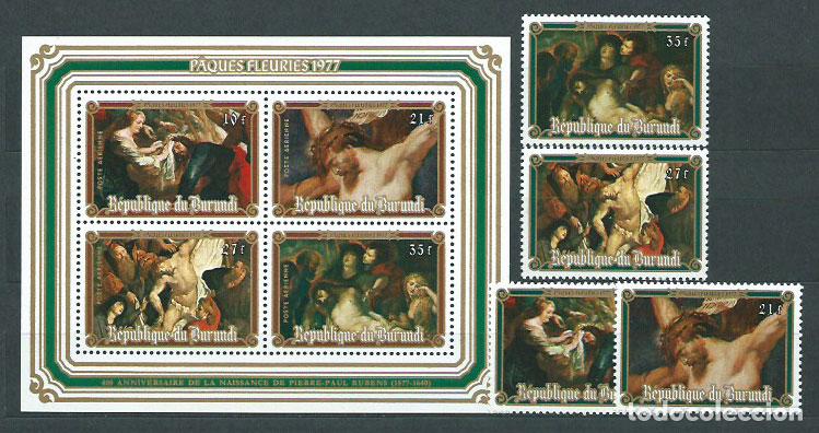 Sellos: Burundi - Correo Yvert 699/702+H.97 ** Mnh Pinturas