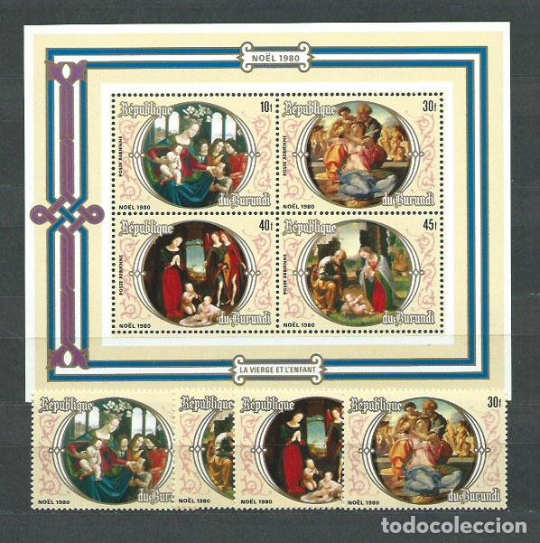 Sellos: Burundi - Correo Yvert 837/40+H.111 ** Mnh Navidad