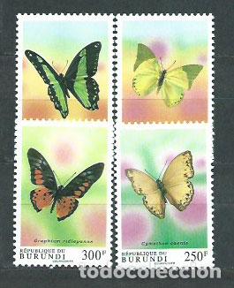 Sellos: Burundi - Correo Yvert 998/1001 ** Mnh Fauna mariposas