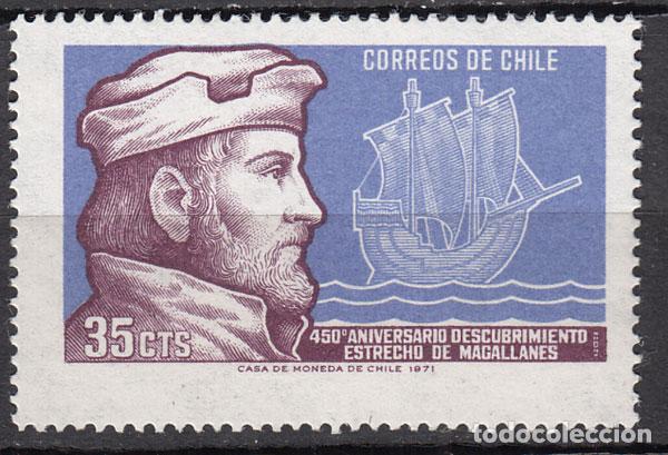 Sellos: Chile - Correo 1971 Yvert 367 ** Mnh Personaje, barcos