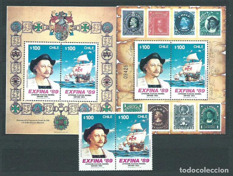 Sellos: Chile - Correo 1989 Yvert 892/93 + Hb 33/33A ** Mnh Barcos