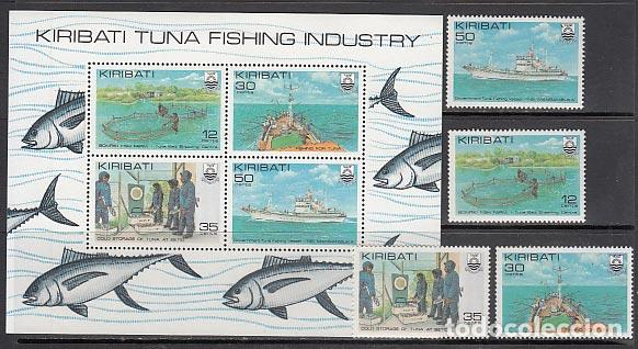 Sellos: Kiribati - Correo Yvert 56/9+H 3 ** Mnh Fauna. Peces