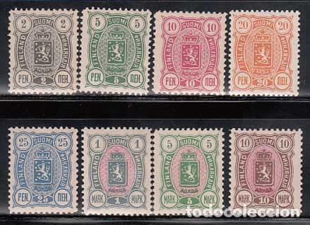 Stamps: Finlandia - Correo 1889 Yvert 28/35A * Mh