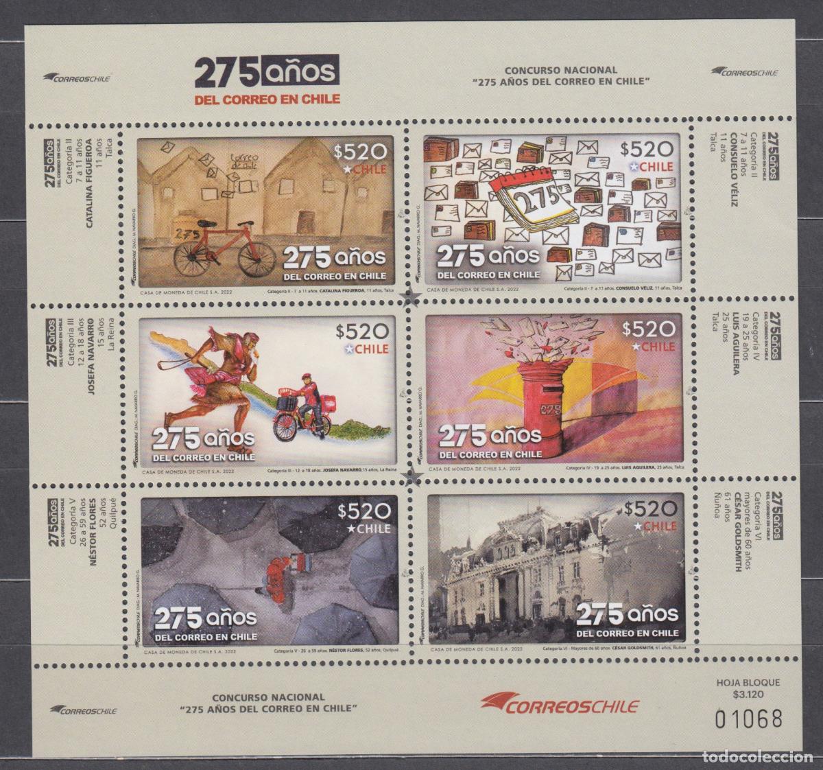 Stamps: Chile Correo 2022 Yvert 2183/88 ** Mnh 275 A&ntilde;os Correos