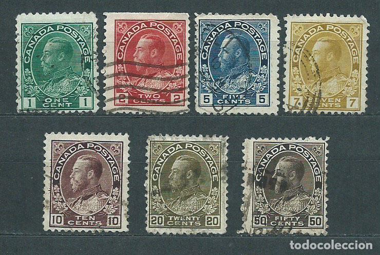 Selos: Canada Correo 1911 Yvert 93/99 usado
