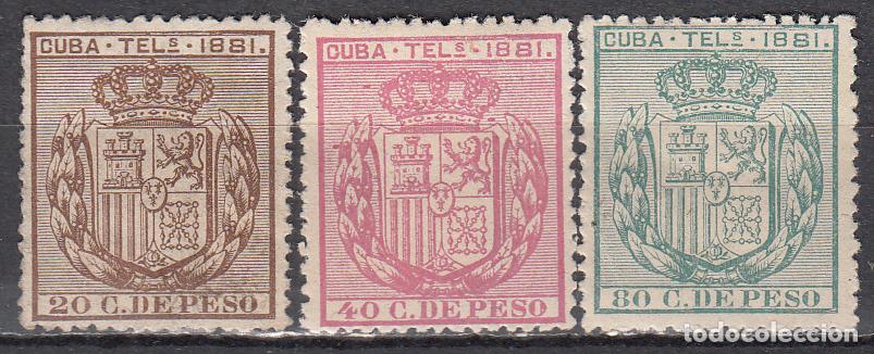 Selos: Cuba Telegrafos 1881 Edifil 52/54 * Mh Escudo de Espa&ntilde;a