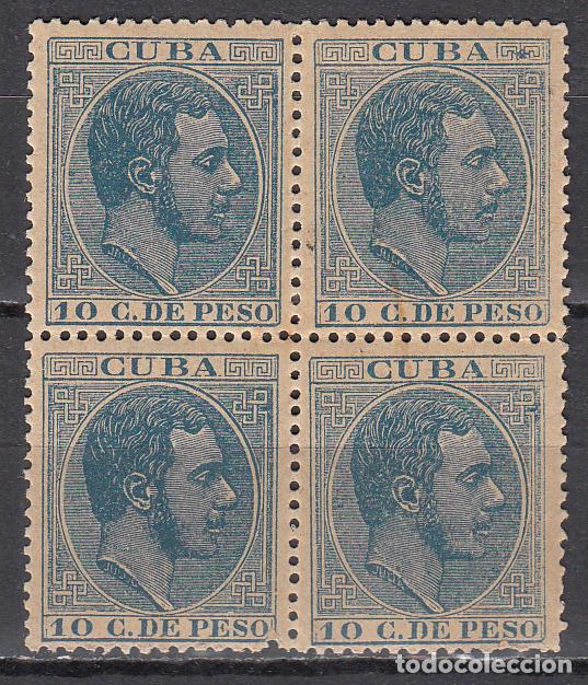 Francobolli: Cuba Sueltos 1883 Edifil 103 ** Mnh Bloque de cuatro