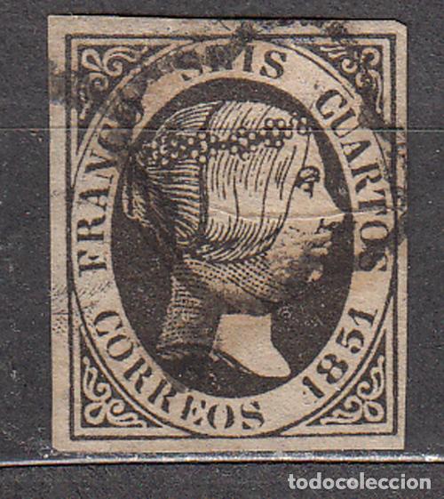 Stamps: Espa&ntilde;a Variedades 1851 Edifil 6it usado Primer S de Seis deformada en su parte