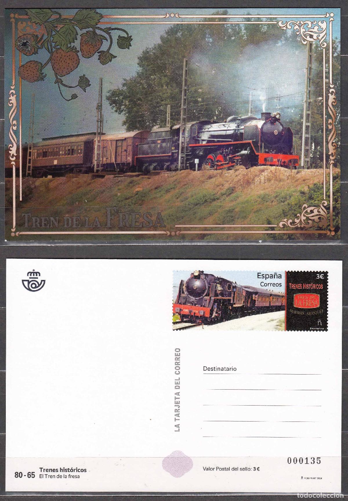 Sellos: Espa&ntilde;a II Centenario Tarjetas del Correo 2024 Edifil 187 ** Mnh Tren de la Fres