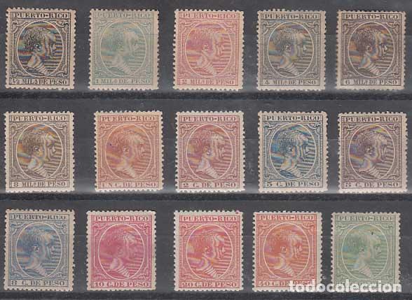 Sellos: Puerto Rico Correo 1890 Edifil 71/85 * Mh Bonita