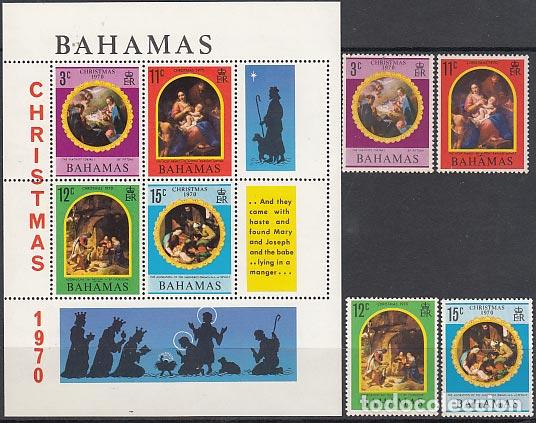 Stamps: Bahamas - Correo 1970 Yvert 298/301+Hb 3 ** Mnh Navidad