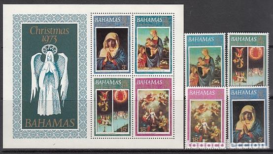 Stamps: Bahamas - Correo 1973 Yvert 340/43+Hb 9 ** Mnh Navidad pinturas