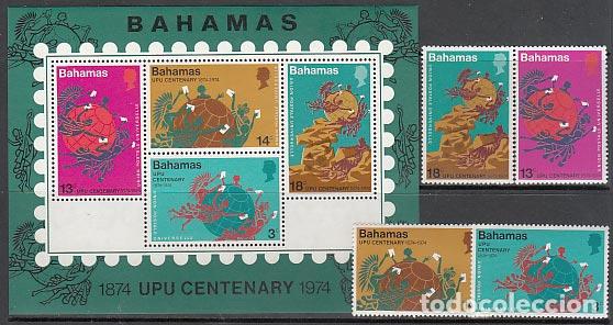 Stamps: Bahamas - Correo 1974 Yvert 346/49+Hb 10 ** Mnh UPU