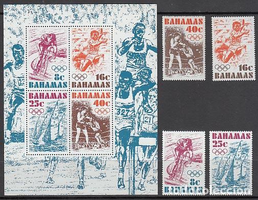 Stamps: Bahamas - Correo 1976 Yvert 378/81+Hb 17 ** Mnh Olimpiadas de Montreal