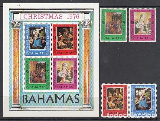 Stamps: Bahamas - Correo 1976 Yvert 382/85+Hb 18 ** Mnh Navidad Pinturas