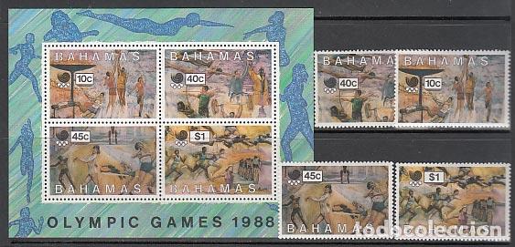 Stamps: Bahamas - Correo 1988 Yvert 665/8+Hb 52 ** Mnh Olimpiadas de Seul