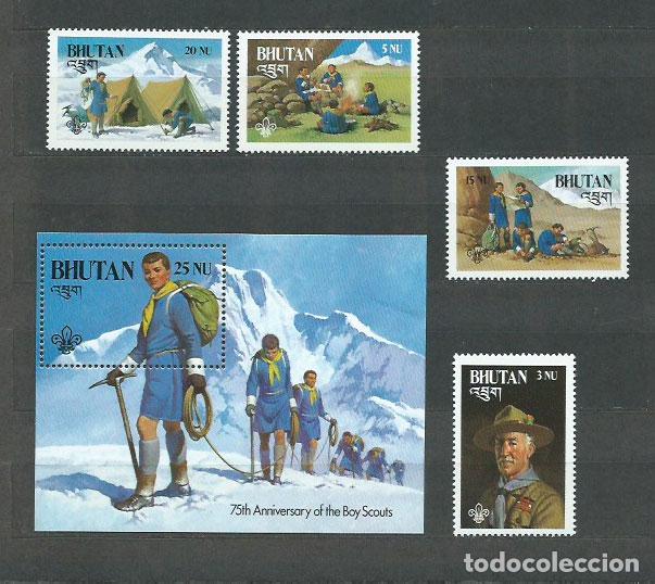 Stamps: Bhutan - Correo Yvert 562/65+H.84 ** Mnh Scoutismo