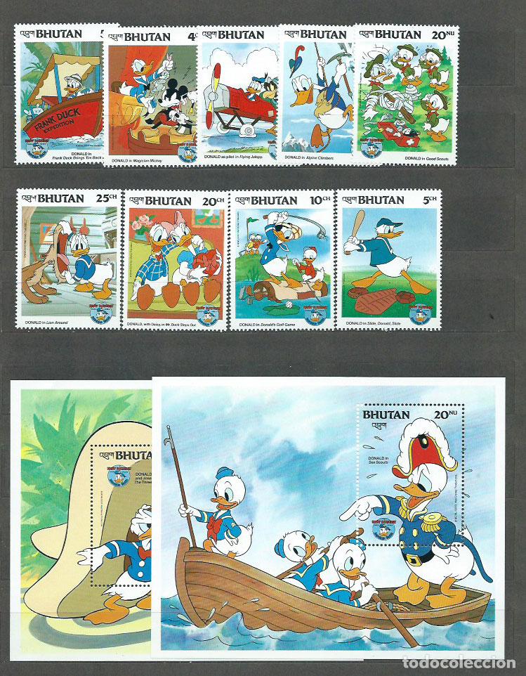 Stamps: Bhutan - Correo Yvert 648/56+Hb 108/9 ** Mnh Walt Disney