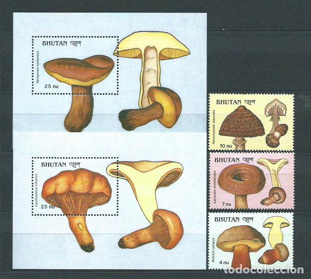 Stamps: Bhutan - Correo Yvert 856/58+ Hoja 179/80 ** Mnh Setas