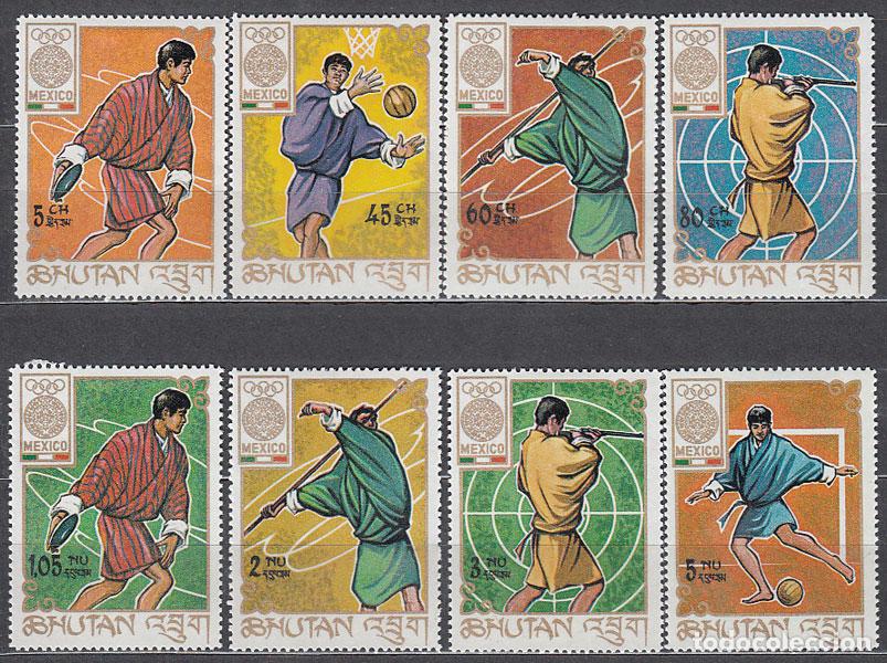 Stamps: Bhutan - Correo Yvert 187/94 * Mh Olimpiadas de M&eacute;xico