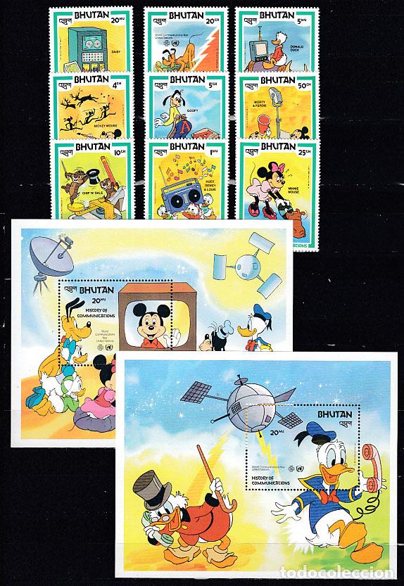 Stamps: Bhutan - Correo Yvert 608/16+H.95/6 ** Mnh Walt Disney