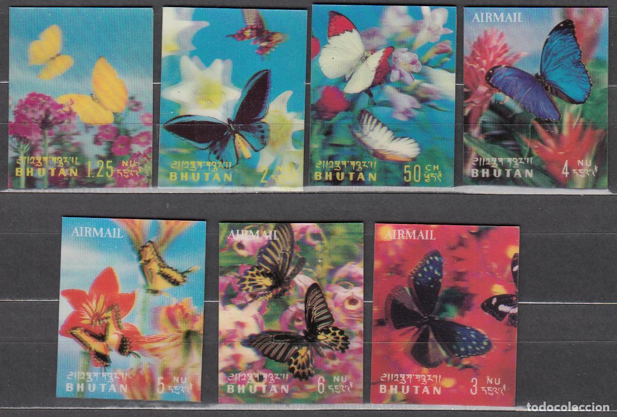 Stamps: Bhutan Correo Yvert 171/73+A,30/33 * Mh Fauna Mariposas