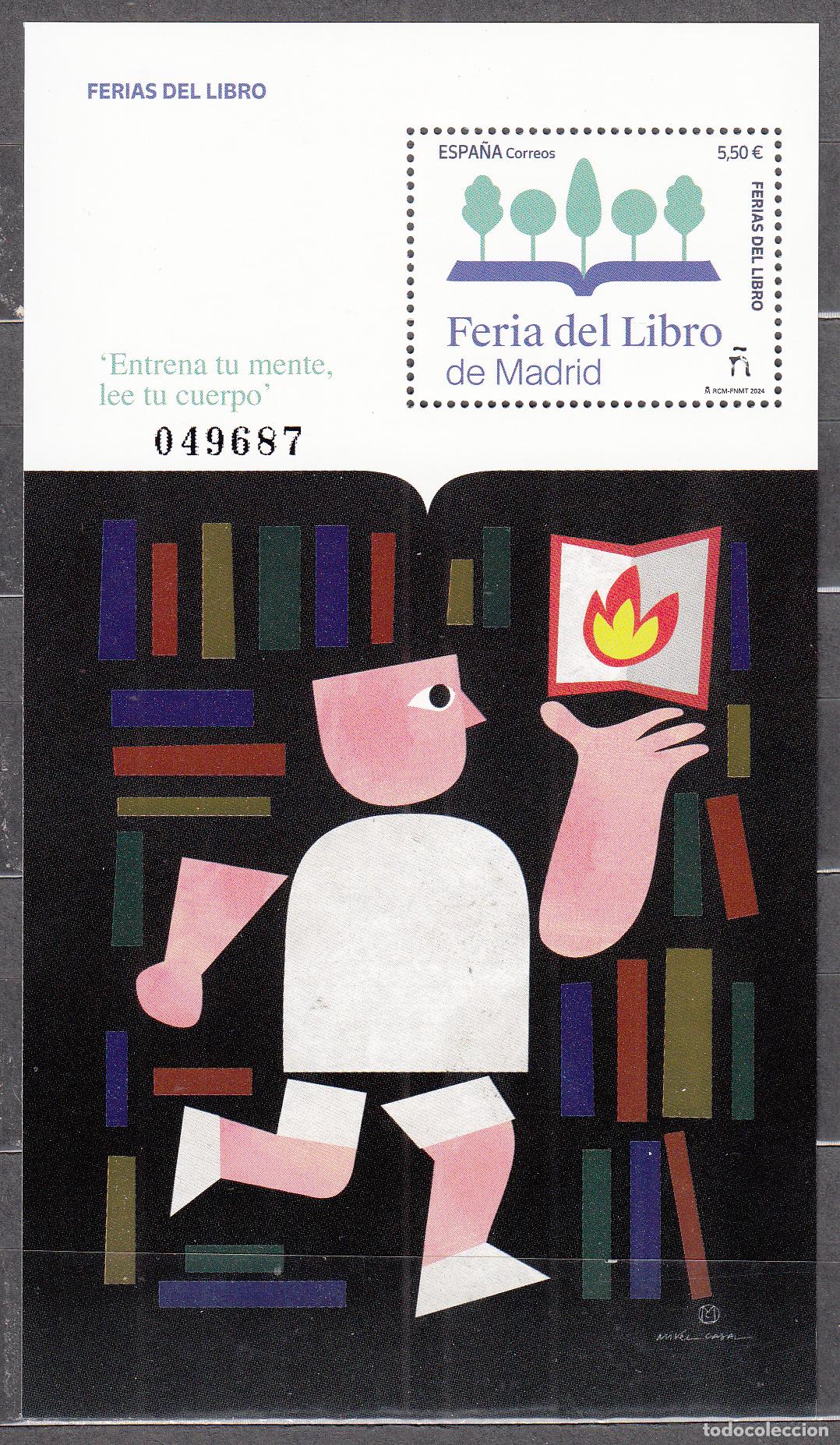 Stamps: Espa&ntilde;a II Centenario Correo 2024 Edifil 5752 ** Mnh Feria del Libro Madrid
