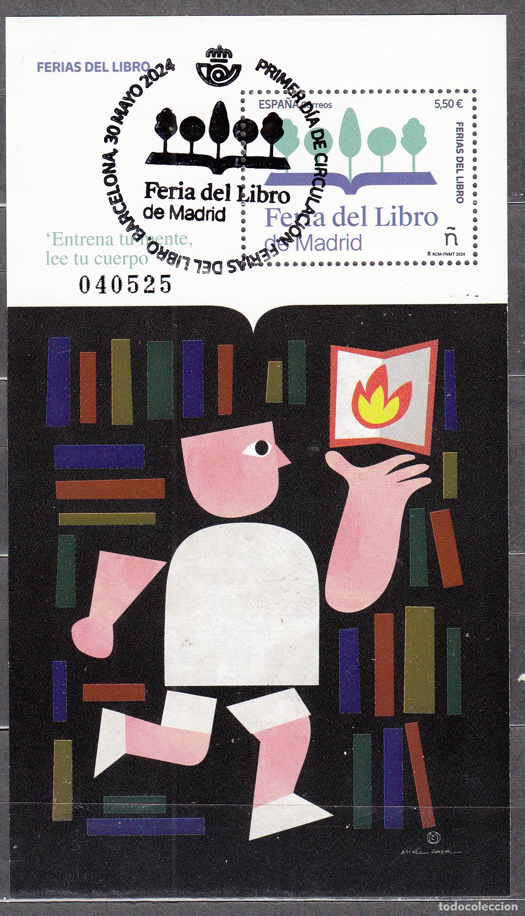 Stamps: Espa&ntilde;a II Centenario Correo 2024 Edifil 5752 usado Feria del Libro Madrid