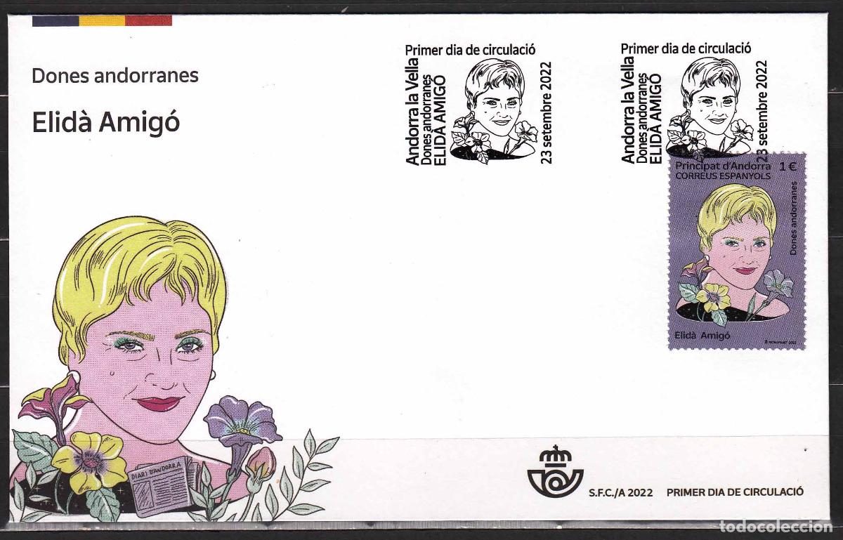 Briefmarken: Andorra Espa&ntilde;ola Sobres 1&ordm; D&iacute;a 2022 Edifil 532 Mujeres Andorranas Elida Amigo