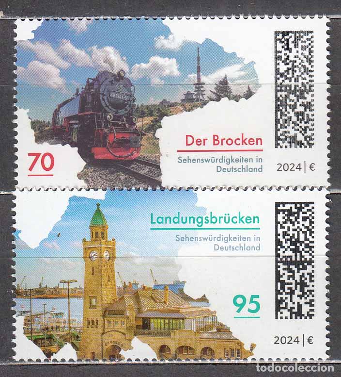 Timbres: Alemania Federal Correo 2024 Yvert 3596/97 ** Mnh Ciudades Turisticas - Tren