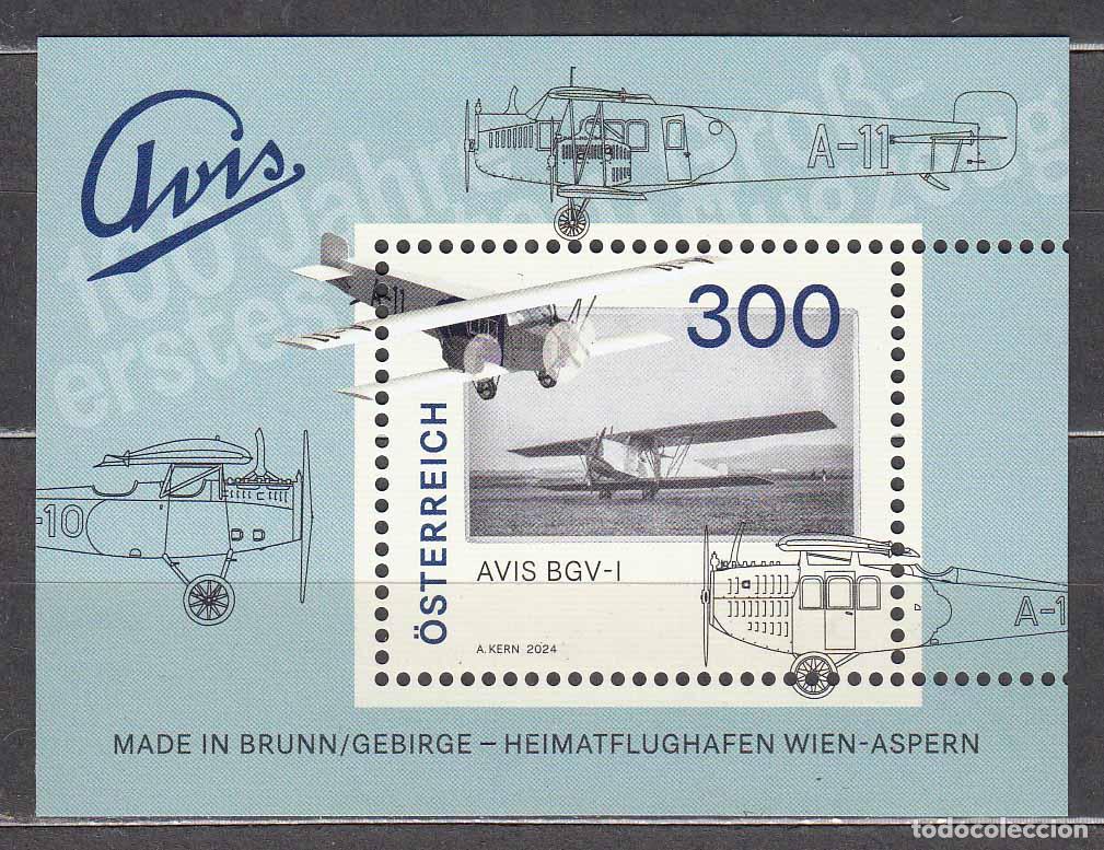 Timbres: Austria Correo 2024 Hoja Yvert 3675 ** Mnh Avi&oacute;n