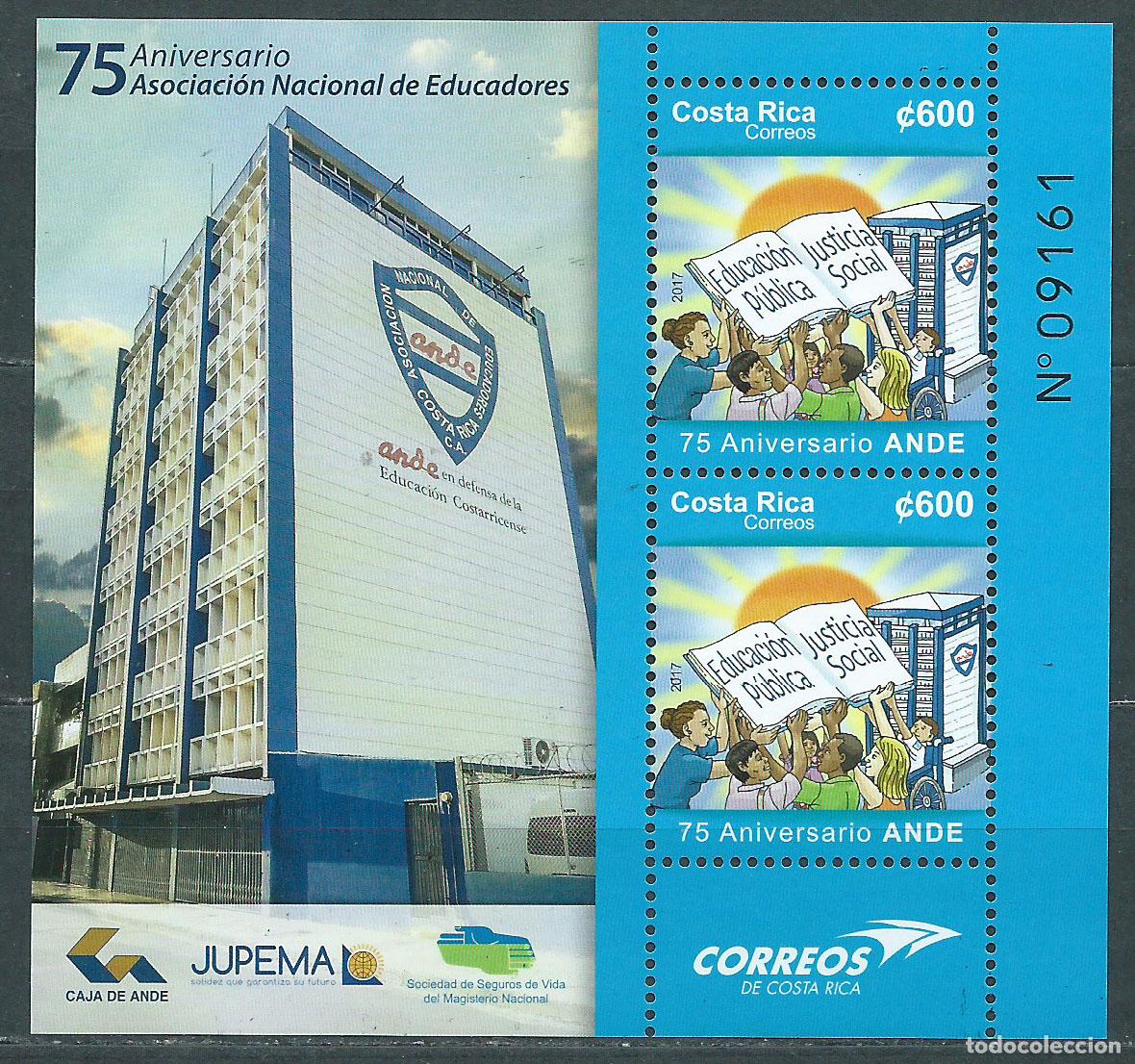 Sellos: Costa Rica - Hojas Yvert 62 ** Mnh 75&ordm; Ande