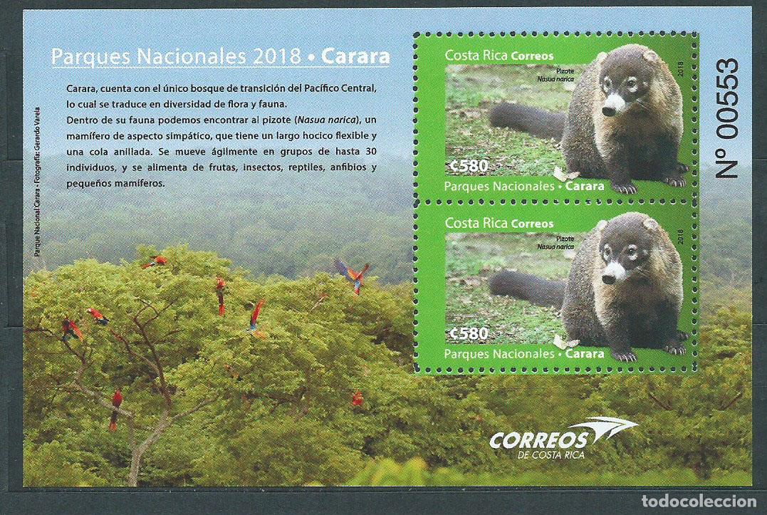 Briefmarken: Costa Rica - Hojas Yvert 67 ** Mnh Parque Carara Fauna
