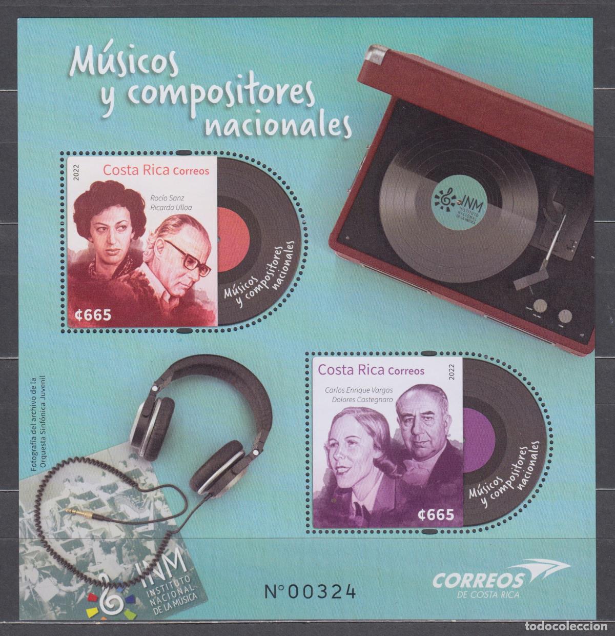 Briefmarken: Costa Rica Hojas Yvert 92 ** Mnh M&uacute;sicos