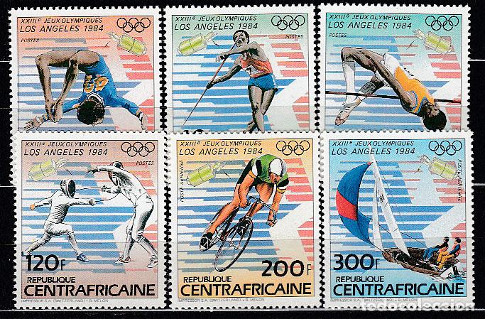 Selos: Centroafrica - Correo Yvert 587/90+A.291/3+H.69 * Mh Olimpiadas de los Angeles