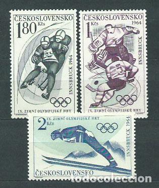 Sellos: Checoslovaquia - Correo 1964 Yvert 1315/7 * Mh Deportes esqui