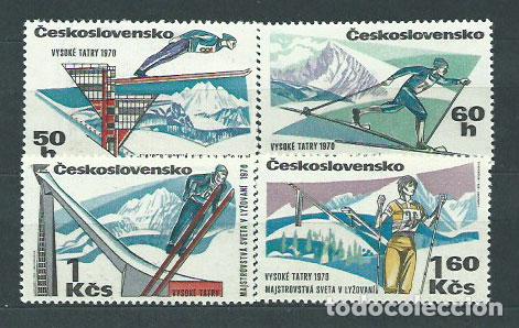 Sellos: Checoslovaquia - Correo 1970 Yvert 1762/5 ** Mnh Deportes esqui