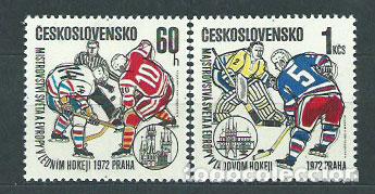 Selos: Checoslovaquia - Correo 1972 Yvert 1909/10 ** Mnh Deportes hockey