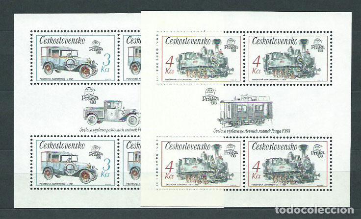 Stamps: Checoslovaquia - Hojas 1987 Yvert 74/5 ** Mnh Automovil y tren