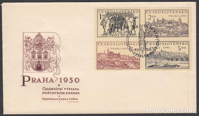 Stamps: Checoslovaquia Sobres Primer Dia FDC Yvert 553A/553D Praga - 1950