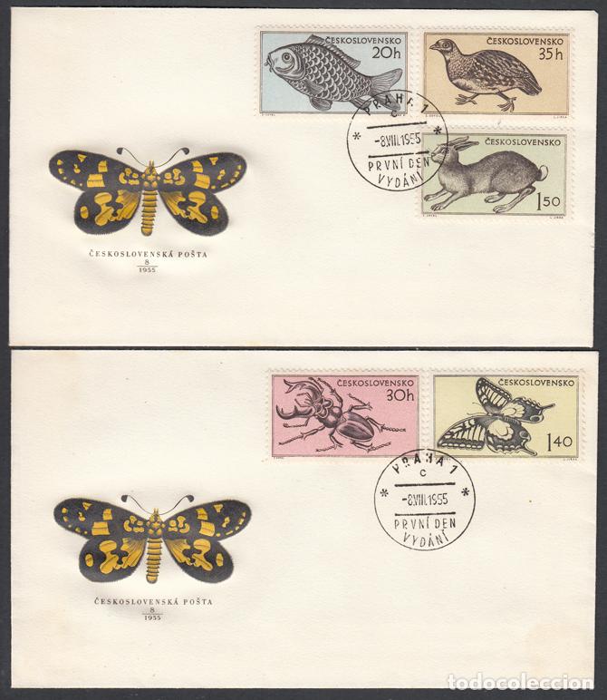 Stamps: Checoslovaquia Sobres Primer Dia FDC Yvert 820/24 - Insectos 1955