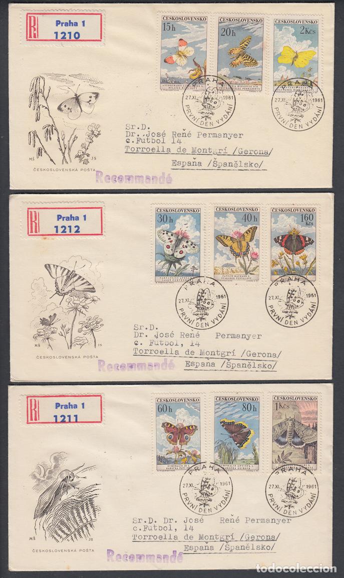 Stamps: Checoslovaquia Sobres Primer Dia FDC Yvert 1184/92 - Mariposas 1961