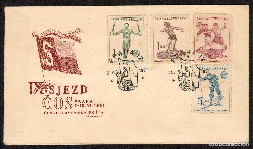 Stamps: Checoslovaquia Sobres Primer Dia FDC Yvert 584/87 - Juegos Praga 1951