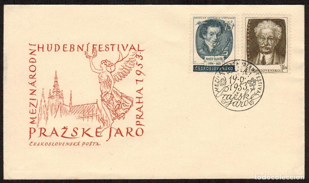 Stamps: Checoslovaquia Sobres Primer Dia FDC Yvert 718/19 - M&uacute;sica 1953 Praga