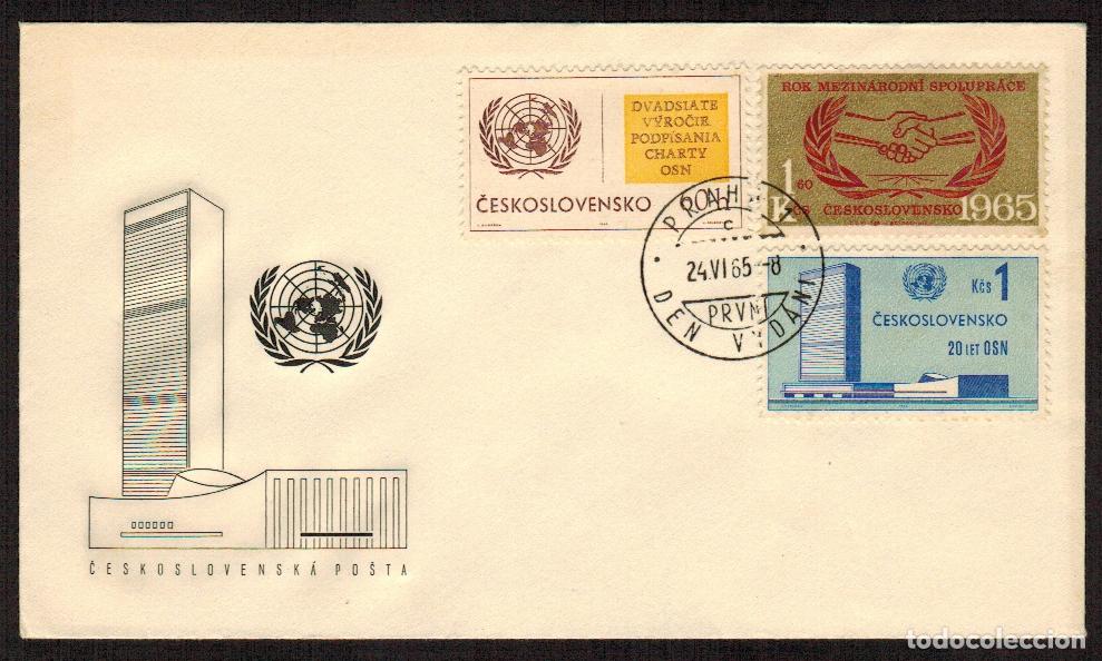 Stamps: Checoslovaquia Sobres Primer Dia FDC Yvert 1414/1416 - Onu 1965